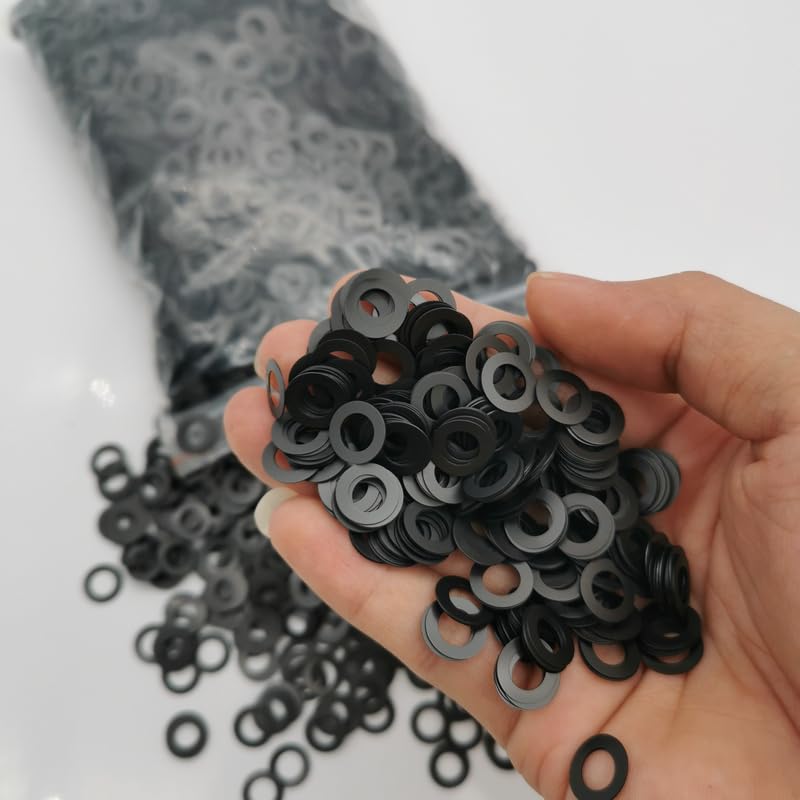 100Pcs M0.8 Thickness 0.15/0.2/0.25/0.3mm High Precision Gasket Polyslider Graphite Nylon Flat Washer Grommet Cushion Ring Black - (Outer Diameter: M0.8x4mmx0.15mm)