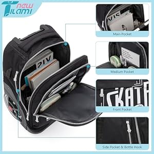 NEW TILAMI 19" Rolling Backpack for kids, Adjustable Laptop Backpack with Wheels for Girls to School Travel Camping Boys Rolling Backpack, Skate Board NEW TILAMI 19 Rolling Backpack for kids Adjustable Laptop Backpack with Wheels for Girls to School Travel Camping Boys Rolling Backpack Skate Board