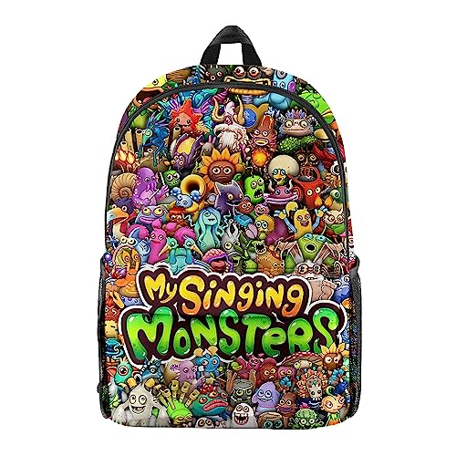 Tongyundacheng My Singing Monsters School Backpack 3D Printed Boys Girls Schoolbag Anime Cartoon Students Bookbag Laptop Travel Rucksack
