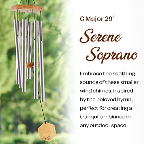 UpBlend Outdoors Wind Chimes for Outside - 29" Silver Wind Chime Outdoor, Zen Garden Chimes for Outdoors, Tin Windchime, Decor Windchimes for Mom, Grandma, Gifts for Her