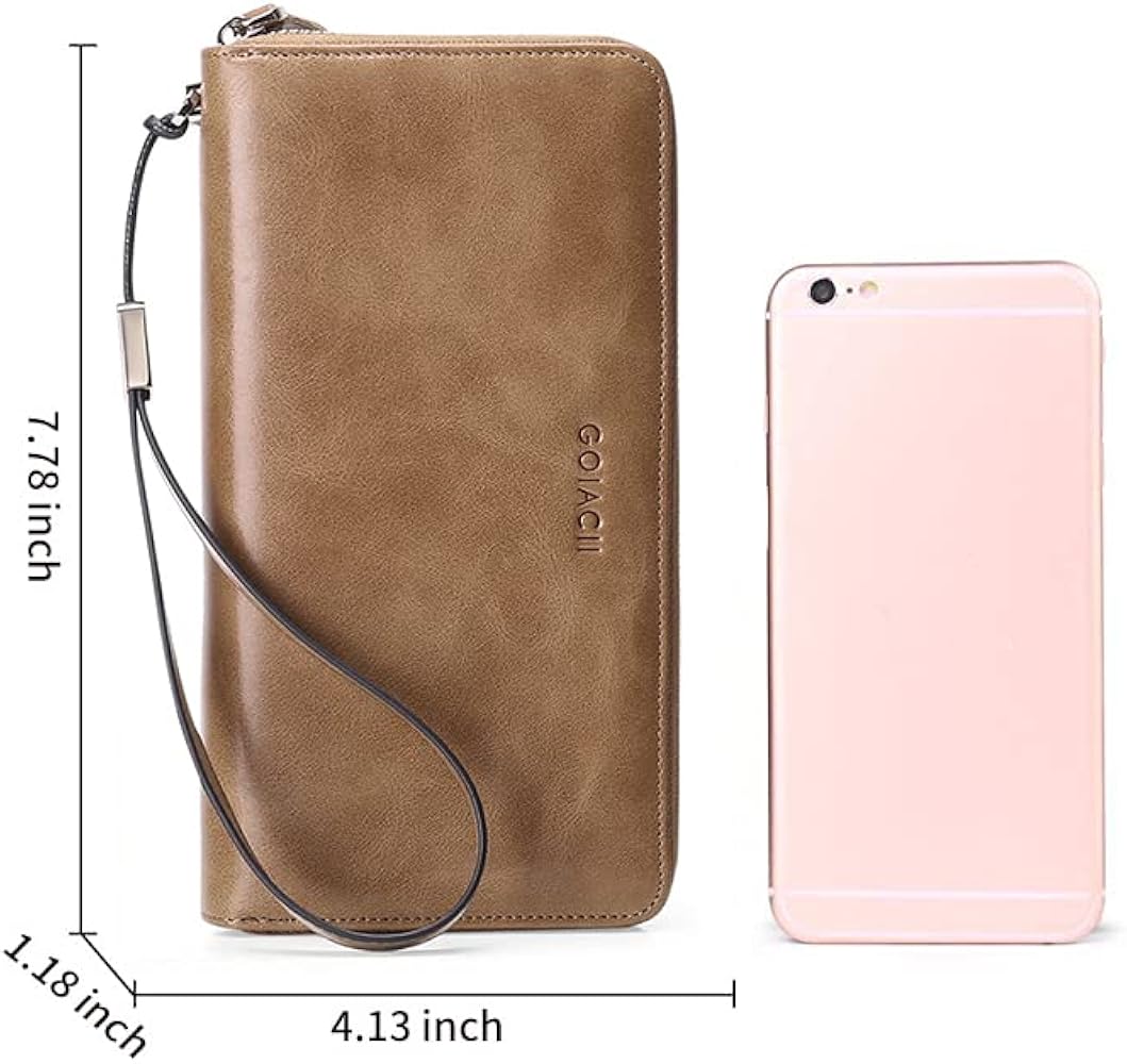 GOIACII Portefeuille Femmes Cuir Double Fermeture Eclair Grande