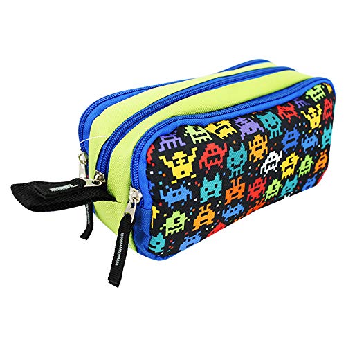 Starplast EA4888, Estuche Escolar, Porta Todo, Estuche 3 Cremalleras, 3 Compartimentos, Gran Capacidad, Multiuso, para Uso Escolar, Trabajo, Universidad, etc (Invasor)