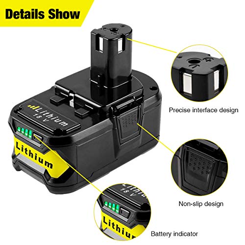 P108 Battery 18-Volt 6.0Ah High Capacity Replacement for P108 Ryobi 18v Battery Lithium P102 P104 P107 P105 P106 P103 BPL18151 BPL1820 - Thumbnail 6