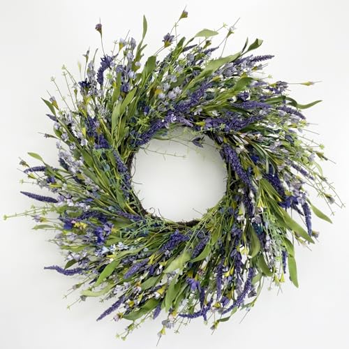 Jobflower 24 Inch Lavender Wreath for Front Door - Artificial