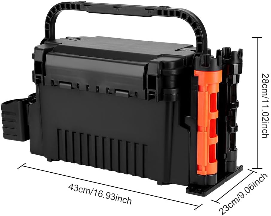 ETOYA 2 Tier Fishing Tackle Box with Cup Holder & Rod Holder, Portable Tackle Storage Box Organizer with Adjustable Compartments & Carry Strap, Fishing Gear Carry Case for Fishing-Lovers