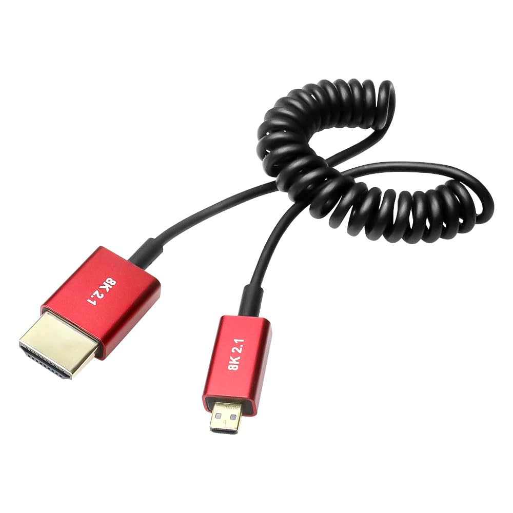 Alvin's Cables 8K 2.1 Cavo Micro-HDMI a HDMI Cavo Ultra-sottile 48Gbps ad alta velocità per Atomos-Ninja-V Registrazione 4K-60P per Canon-R5C|R5|R6 per Sony a7R a7 IV Fotocamere 70cm/27,15''
