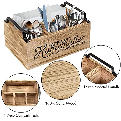 Kitchen Countertop Utensil Holder, Rustic Kitchen Utensil Caddy, Flatware Caddy And Silverware Organizer, Wood Utensil Caddy For Kitchen Countertop Organizer #TOP5