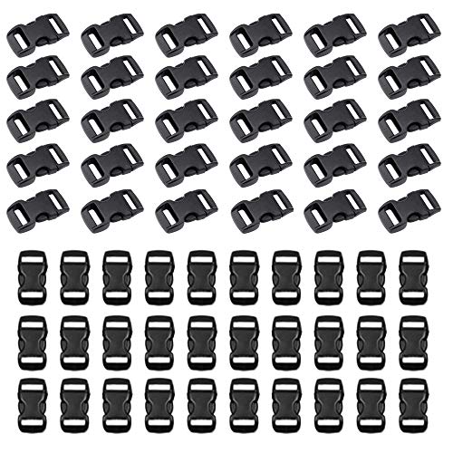 HUAZIZ 60 pièces Boucles en Plastiques pour Sangle 10 mm, Boucle Plastique Latéra Noir Clip...