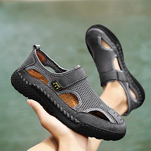 White Shoes Men's Trainers 2025 Summer Breathable Versatile Trend Outdoor Handmade Large Beach Hollow Mesh Sandals for Long Standing Men4