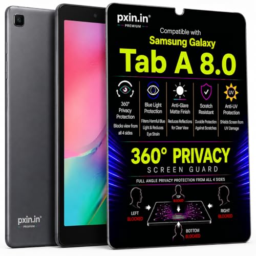 Image of Pxin 360 Pro Privacy Screen guard compatible with Samsung Galaxy Tab A 8.0 | Anti Glare | Anti UV | Anti Blue | Anti Reflection | Privacy Filter | Unbreakable Build