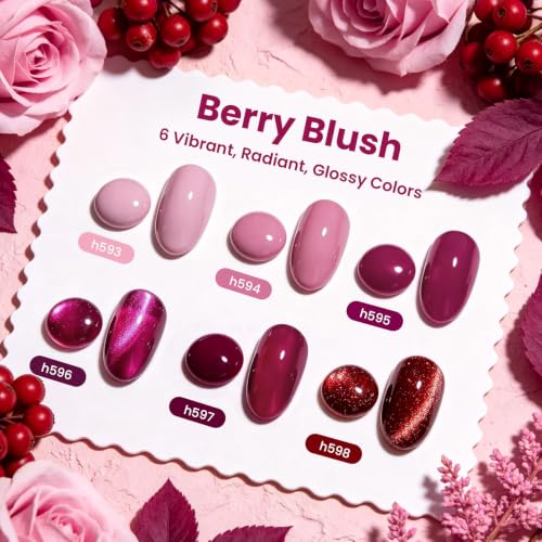 Image of Beetles Purple Gel Nail Polish Set, 6 Berry Blush Colors | Berry pink, purple, plum and shimmer shades for soft-to-deep DIY manicures