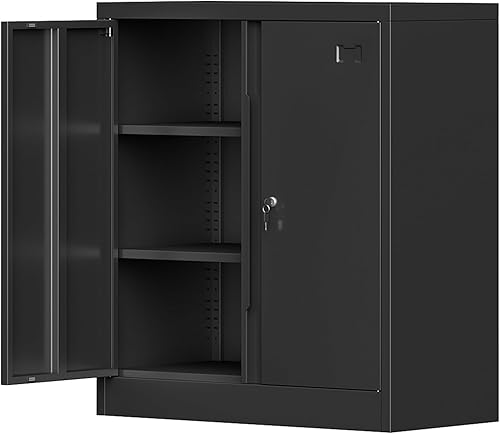 Armario de almacenamiento de metal con 2 puertas y 4 estantes ajustables, gabinete con cerradura de 71 pulgadas, armario de herramientas para