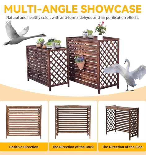 Support de fleurs en bois et grilles de protection de climatiseur - 7