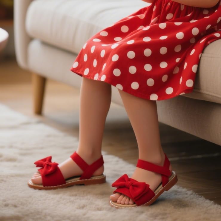 Image of ESTINE Toddler /Little Kid Girls Bow Open Toe Flat Evening Dress Sandals