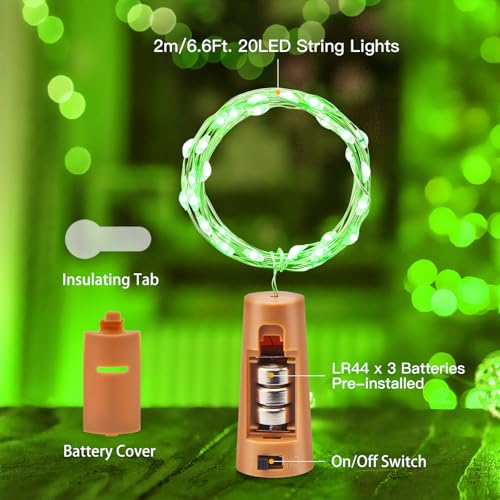 Image of Brightown Wine Bottle Lights with Cork, 10 Pack 7ft 20 LED