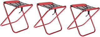 BESPORTBLE 3 Pçs Banquinho Ao Ar Livre Cadeira Dobrável Ao Ar Livre Mesa E Cadeiras Cadeiras Dobráveis De Acampamento Mesas E Cadeiras Pano Oxford Cadeira Dobrável De Acampamento Vermelho