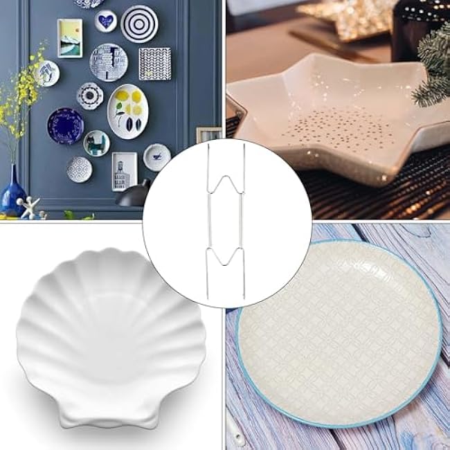 4 Pack Plate Hangers for The Wall, 6/8/10/12 Inch Plate Wall Holder Stainless Steel W-Shaped Plate Hooks Vertical Dish Display Wall Mount for Decorative Plates Antique Arts (Silver)
