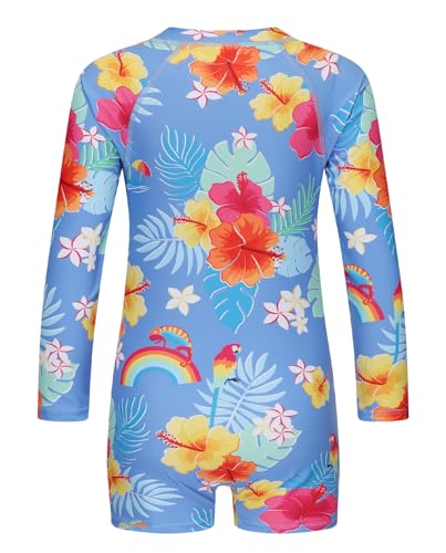 Image of Girls One Piece Rash Guard Swimsuits for Girl Long Sleeve Bathing Suits with UPF 50+ Sun Proctection Sunsuits 3-16 Years
