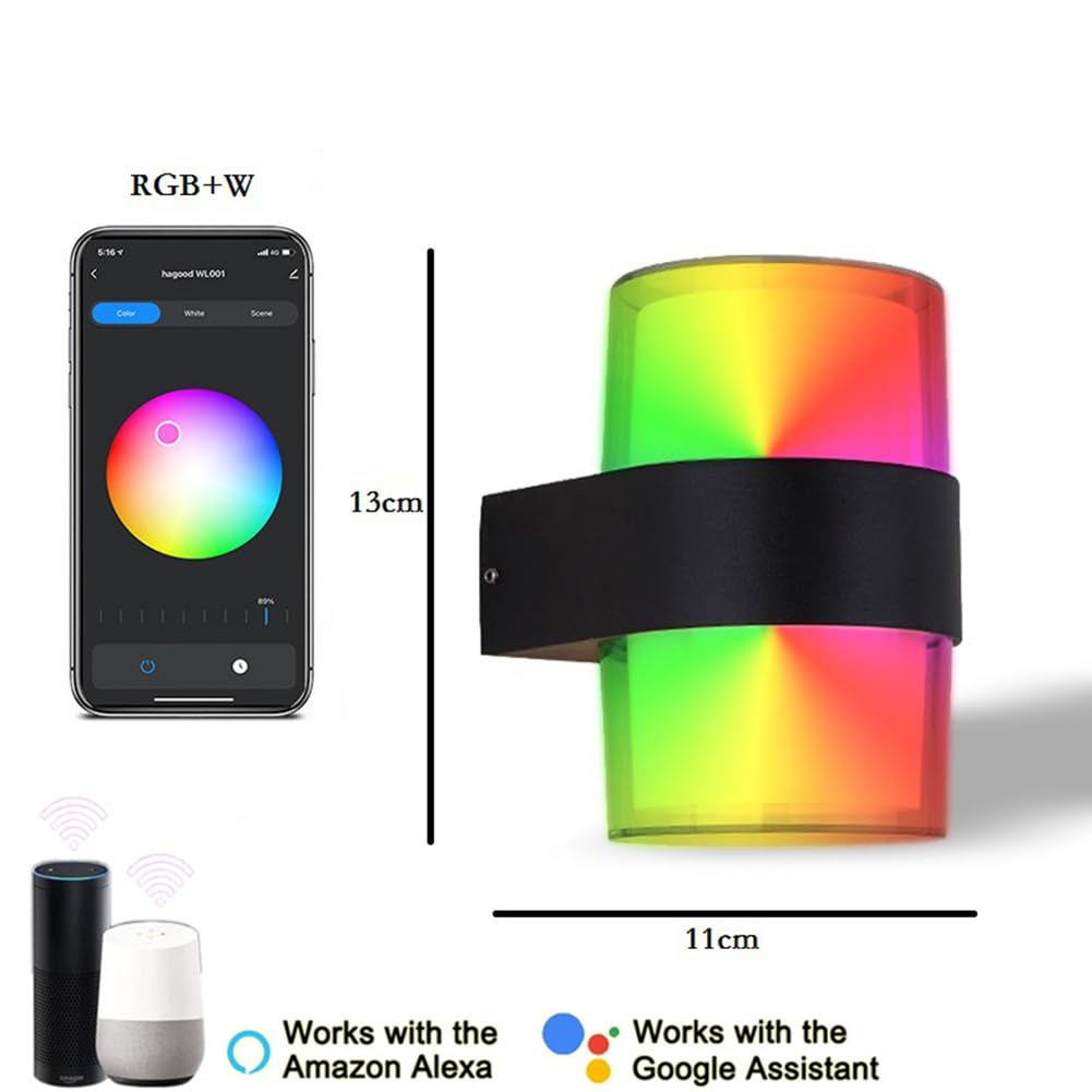 LED Außenlampe 2 Flamme Dimmbar Wandleuchte RGB Smart APP Steuerung Wandlampe Timer Innen Außen Außenwandleuchte Wasserdicht IP65 RGB Farbwechsler Wandbeleuchtung Up und Down Indoor Lampe Outdoor