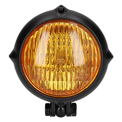 Yuecoom 12V 35W faro moto vintage rotondo giallo modifica lente luce universale