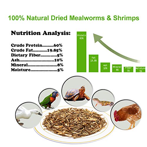Amzey Shrimp & Mealworms 100% Non-GMO Dried Mealworms - High-Protein Meal Worm Treats - Perfect for Your Chickens, Ducks, Wild Birds, Turtles, Hamsters, Fish and Hedgehogs - Image 3