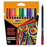 BIC Intensity Felt Tip Pens, Vibrant Colouring Pens, School Supplies for Kids, Pupils or Adults, 12 Pack