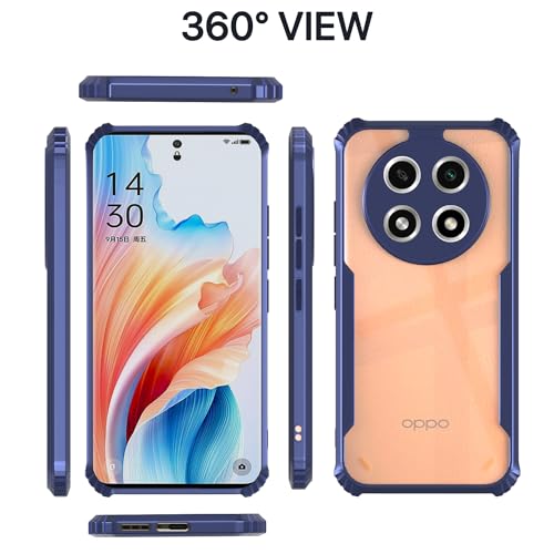 Image of Pikkme Oppo A2 Pro 5G Back Cover | Crystal Clear Transparent Back | Ultra Hyrbid | Full Camera Protection | Raised Edge | Bumper Back Case (Blue)