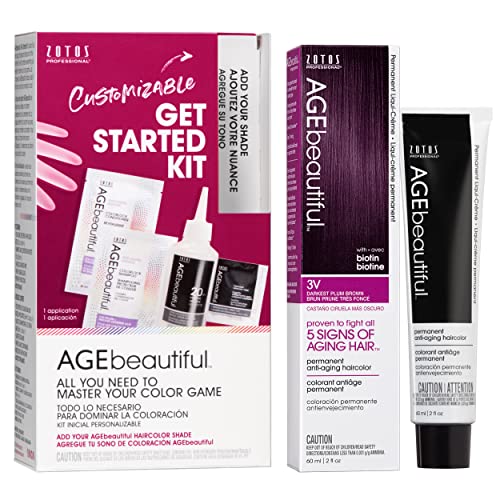 Image of AGE beautiful Permanent Hair Color Cream, 100% Gray Coverage Hair Dye with Biotin Anti-Aging Formula for Fuller, Thicker Hair, Professional Salon Quality
