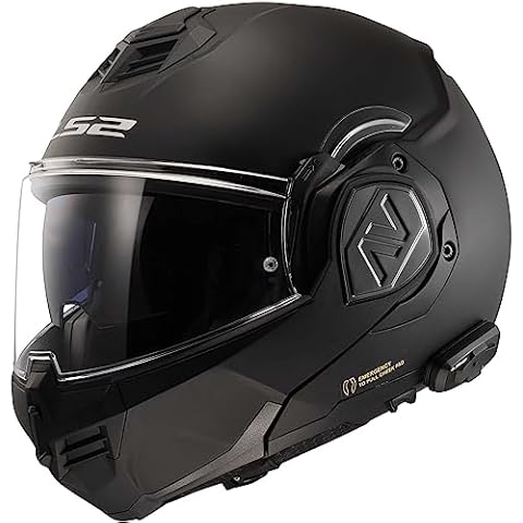 LS2 Helmets Advant Modular Helmet with Integrated Cardo 4X Bluetooth (Noir Matte Black - Medium) Cover