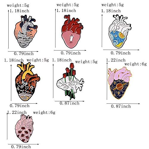 18style Anatomical Heart Enamel Pin Medical Anatomy Brooch Heart