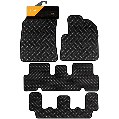 FSW – Tailored Mats – Fits CITROEN C4 2015-2022 GRAND PICASSO NEW CLIP STYLE – HEAVY DUTY 3mm Rubber Matting – Anti Slip Mat – Waterproof, Non Slip Car Floor Mat – 4 Rubber Floor Mat Set