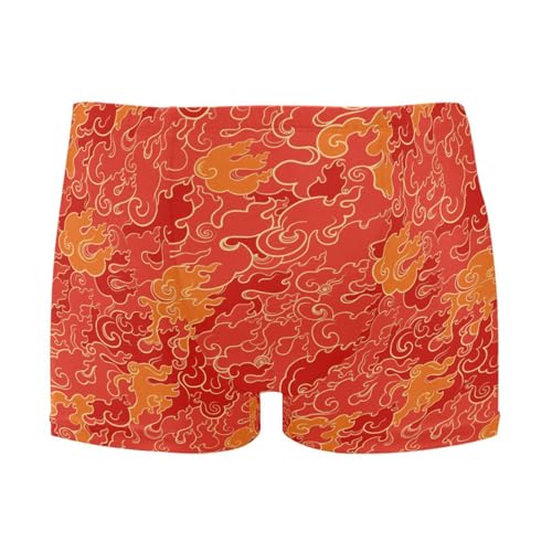 Men's Square Leg Swim Briefs Swimsuit Athletic Swimwear Bathing Suit Red Flame Swimming Trunks