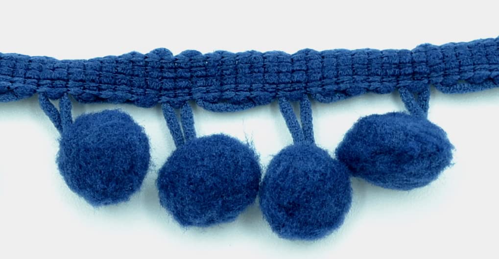celloexpress Soft Pom Pom Fringe Trim - 10mm - Arts & Crafts | Cushions | Garments | Kids Bedroom (4m - 400cm, Navy)