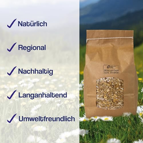 Gebrüder Goller Bio Miscanthus Einstreu 60 Liter - Staubarm & Saugstark - Einstreu für Kleintiere wie Kaninchen, Meerschweinchen, Hamster - Kleintierstreu aus biologischem Anbau - 100% Natur