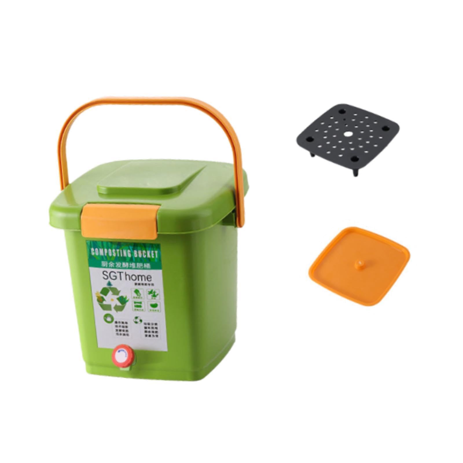 Composteur, Poubelle Hermétique avec Poignée, Cuve de Fermentation Pratique pour Déchets Alimentaires, Seau à Compost pour Jardin, Ferme Ou Intérieur, 15l