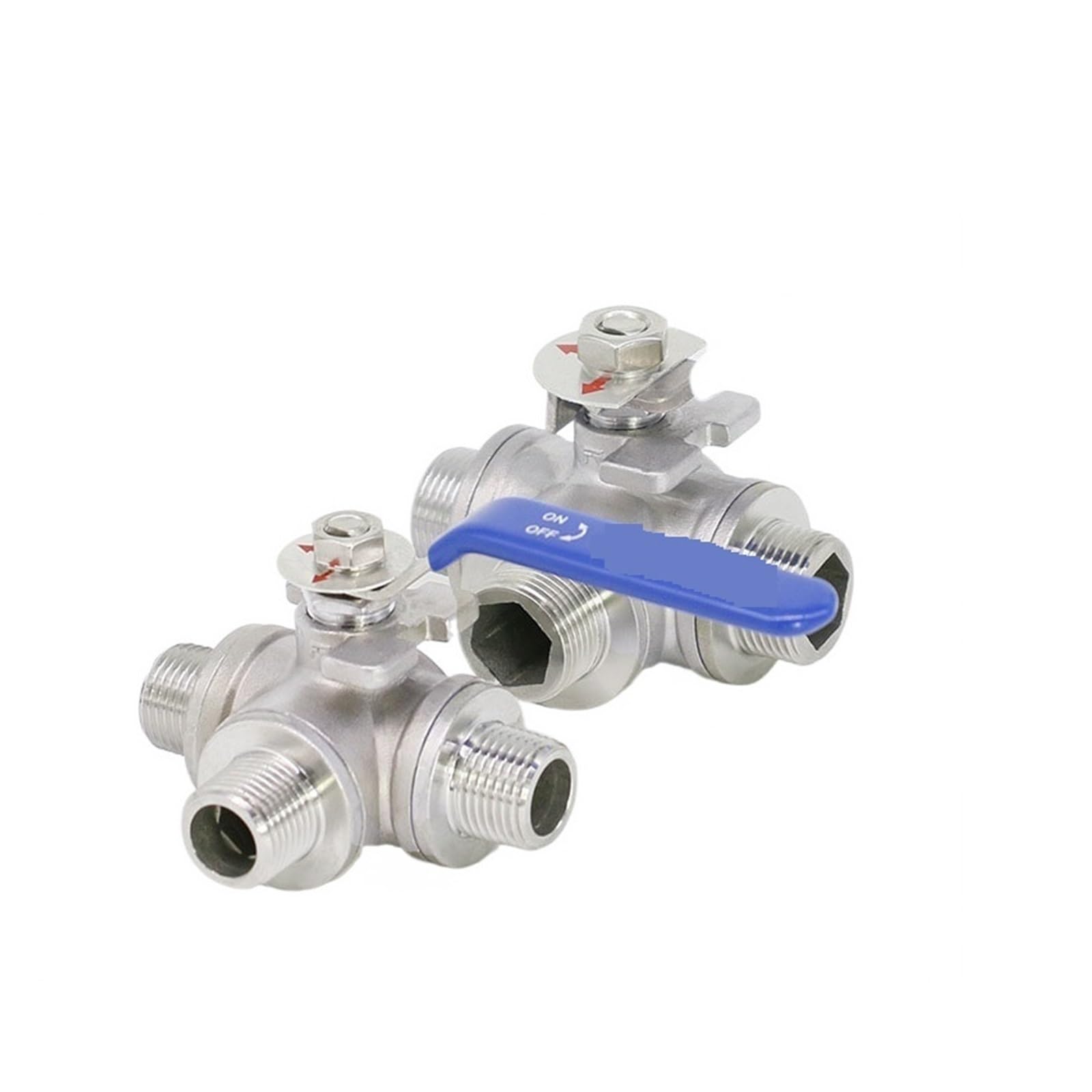 Valvola a Sfera, Valvola a sfera a 3 vie 1/2" 3/4" BSP Filettatura maschio Valvole a con maniglia for valvola in acciaio inossidabile 304 Porta LT(3/4",L Type)