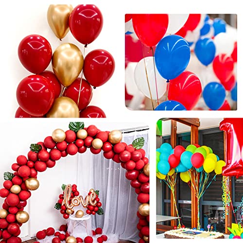Image of Royal Red & Gold Latex Balloons - 12 Inch, Metallic Gold, Confetti Mix with Ribbon - 50 Pack for Birthday, Wedding, Baby Shower Parties