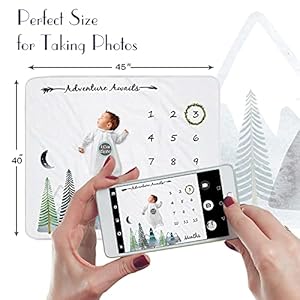 Baby Monthly Milestone Blanket for Boy Girl Gender Neutral Gift for Baby Shower, Mountain Blanket for Newborn Picture, Wreath &12 Stickers Included, Soft Flannel Blanket 45''x40'' Baby Monthly Milestone Blanket for Boy Girl Gender Neutral Gift for Baby Shower Mountain Blanket for Newborn Picture Wreath 12 Stickers Included Soft Flannel Blanket 45×40