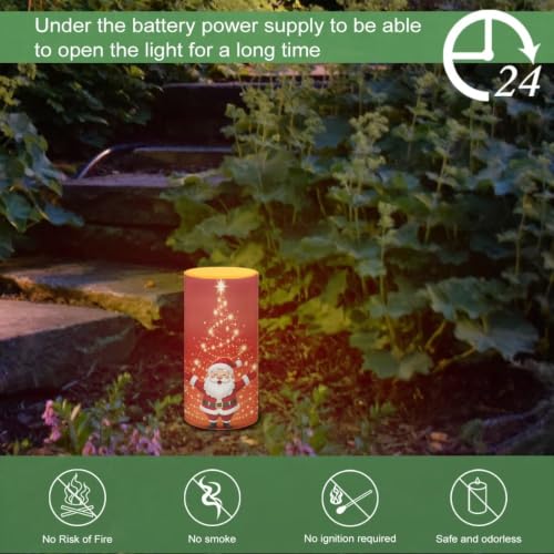 Image of Poceacles Christmas LED Flameless Candles Battery Operated Candles Flickering Wick Pillar Tealight for Home Outdoor Winter Holiday Decor, Santa Claus Christmas Tree Red