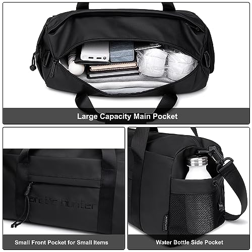 Image of Arctic Hunter Sport Travel Duffle Bag for Men Women 28L Polyester Gym Bag with Shoe Compartment Water-resistant Multi-pockets Handbag Detachable Shoulder Strap Sleek Training Swimming Duffel Bag,Black