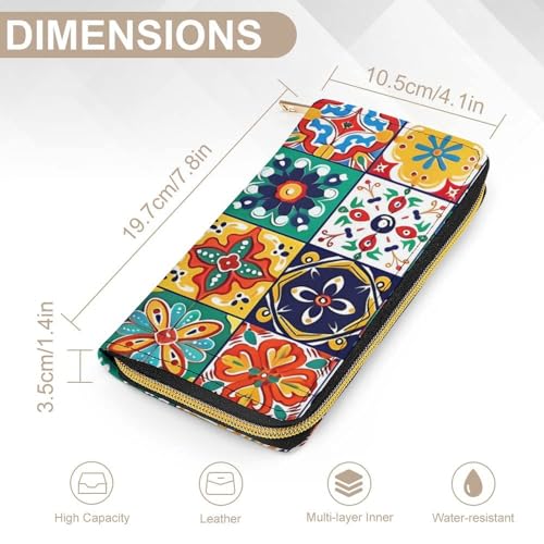 Mexican Talavera Italian Pottery Wristlet Wallets for Men Women Leather Purse Clutch Cute Card Holder2
