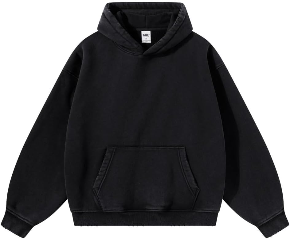 Mi Bo Tong Mens Oversized Hoodies Streetwear Vintage Acid Wash Sweatshirt Heavyweight Sports Pullover