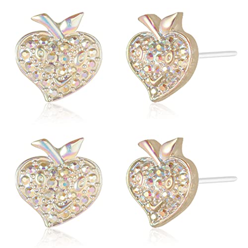 2 Pairs of Hypoallergenic Plastic Peach Earrings for Sensitive Ears - Affordable, Fashionable & Lightweight Bling Studs in Gold, Pink, and Blue - Gift-Ready