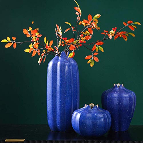 Kleurrijke vaas, slaapkamer nachtkastje vaas bloemblaadje fles mond decoratieve vaas lelie tulpenvaas, blauw/groen/zwart decoratieve ornamenten (kleur: blauw, maat: 19 * 19 * 24cm) - Afbeelding 3