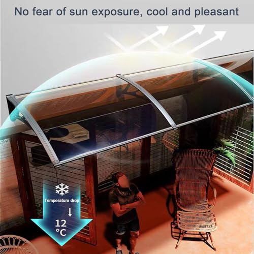 Auvent de porte en polycarbonate imperméable 60x250 cm - 5