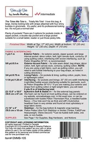 Emmaline Bags Ma Tote Pattern, White/Blue3