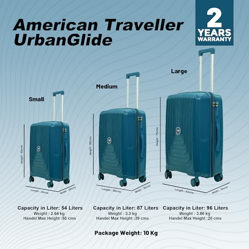 Image of UrbanGlide Trolley Bag | Premium Polypropylene Hard Shell Luggage | Premium Polypropylene Hard Shell, TSA-Type Lock, Silent Spinner Wheels, Durable Design