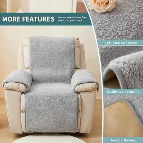 Funda de forro polar para silla reclinable y protector de sofá lavable suave 4