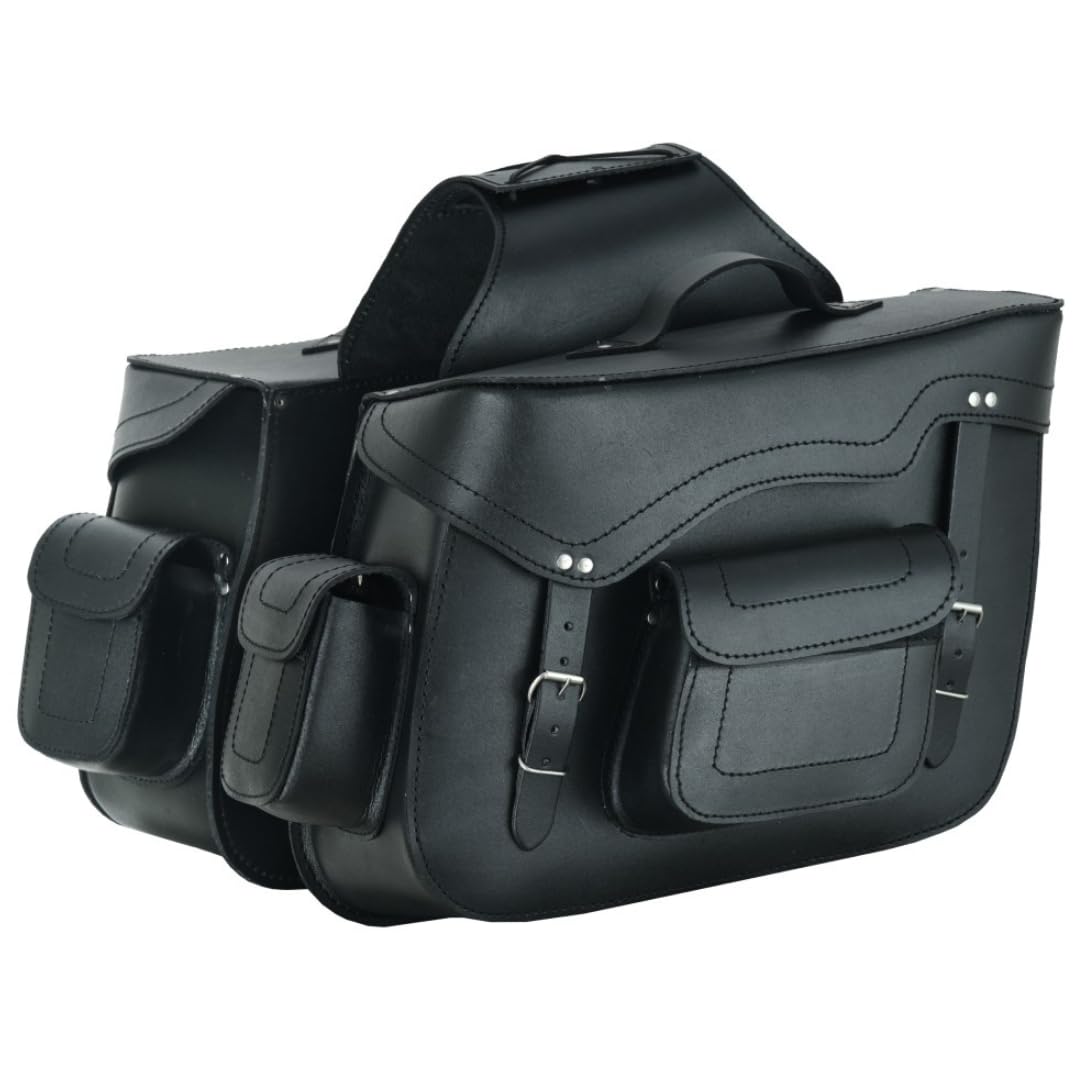 LOVO - Alforjas Laterales para Moto de Cuero Auténtico - Alforjas Moto Custom Resistentes e Impermeables - Maletas Laterales - Accesorios para Moto de Alta Durabilidad y Capacidad 2 x 11 litros
