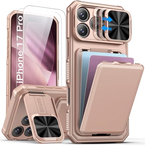 Image of SSLOTSCASE for iPhone 17 Pro Case with 2X Screen Protector, Rose Gold